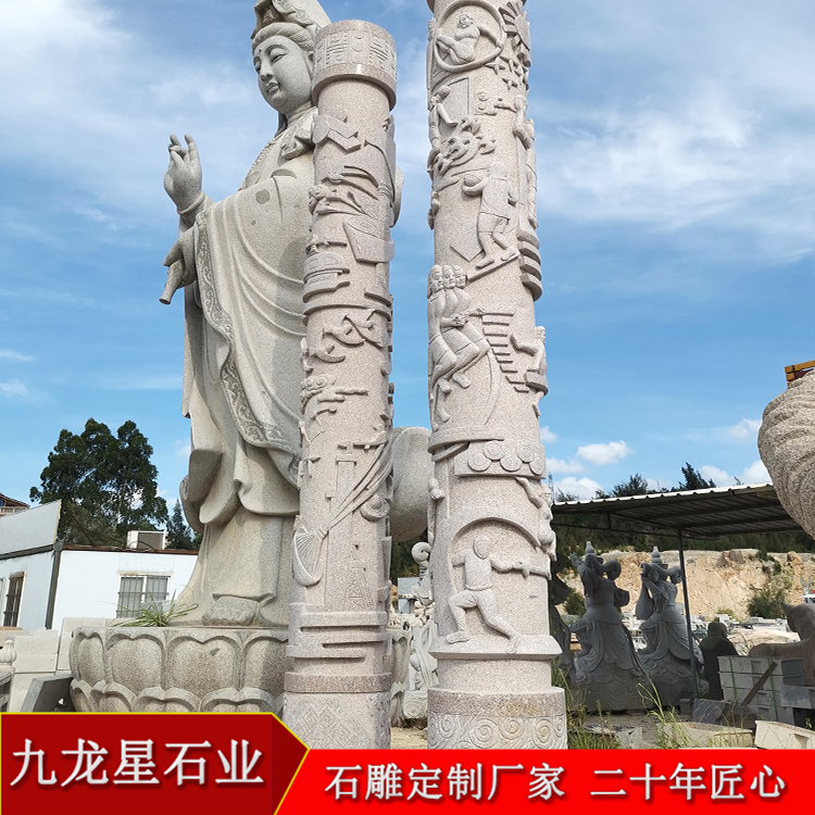 大理石石雕圓柱加工 浮雕文化柱廠家