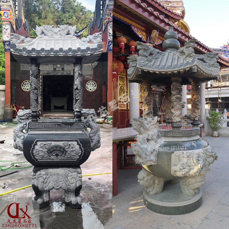 寺院圓形石雕香爐的款式造型